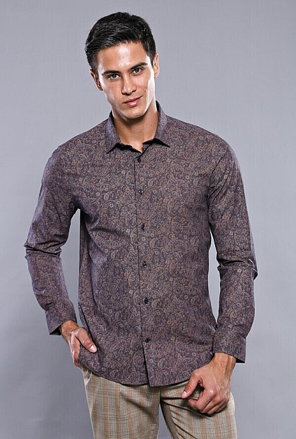 WSS Brown Patterned Shirt | Wessi