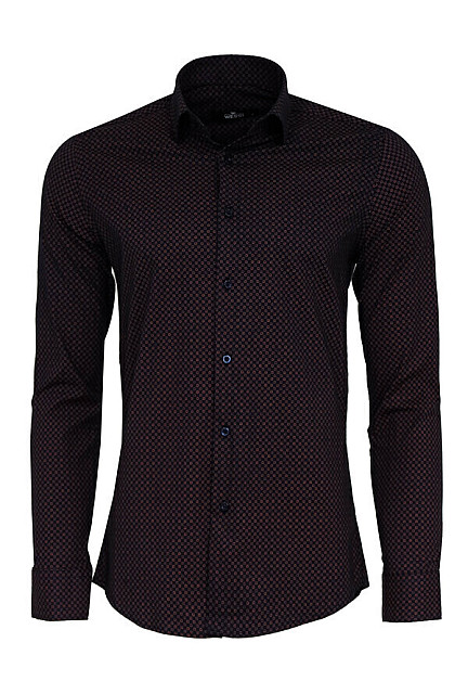 WSS Brown Tiny Check Patterned Slim Fit Shirt