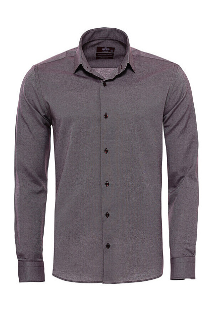 WSS Burgundy Patterned Long Sleeves Slim-Fit Shirt - Jacksonville