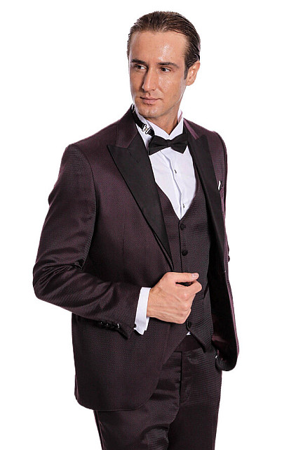 WSS Claret Red and Black Tuxedo for Men | Wessi