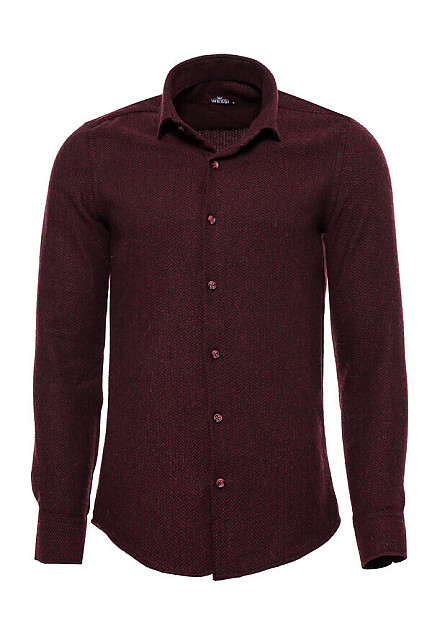WSS Burgundy Plain Slim Fit Lumberjack Shirt
