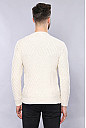 WSS Patterned Circle Neck Cream Sweater | Wessi
